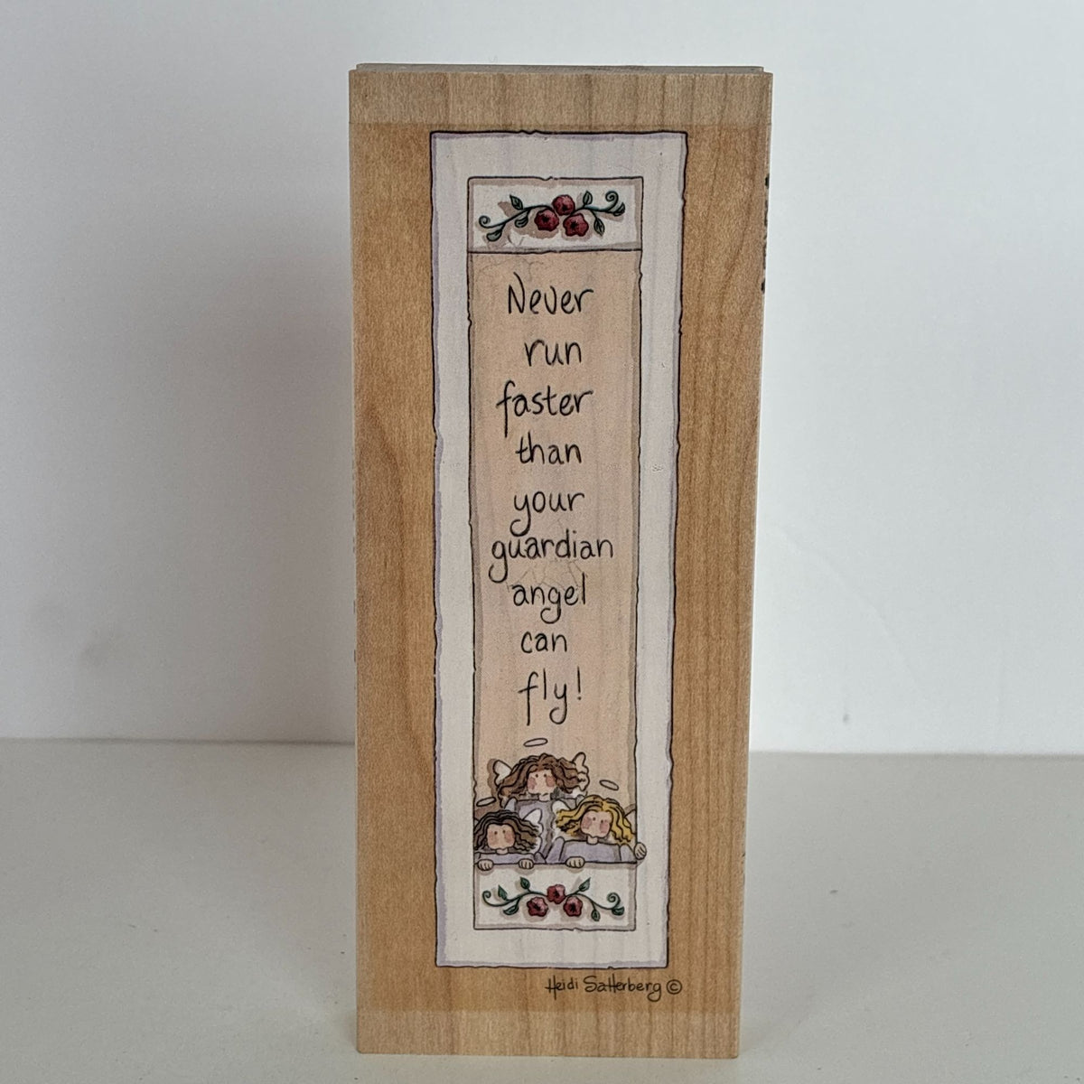 Stamps Happen Rubber Stamp Funny Never Run Faster Than Your Guardian Angel Words