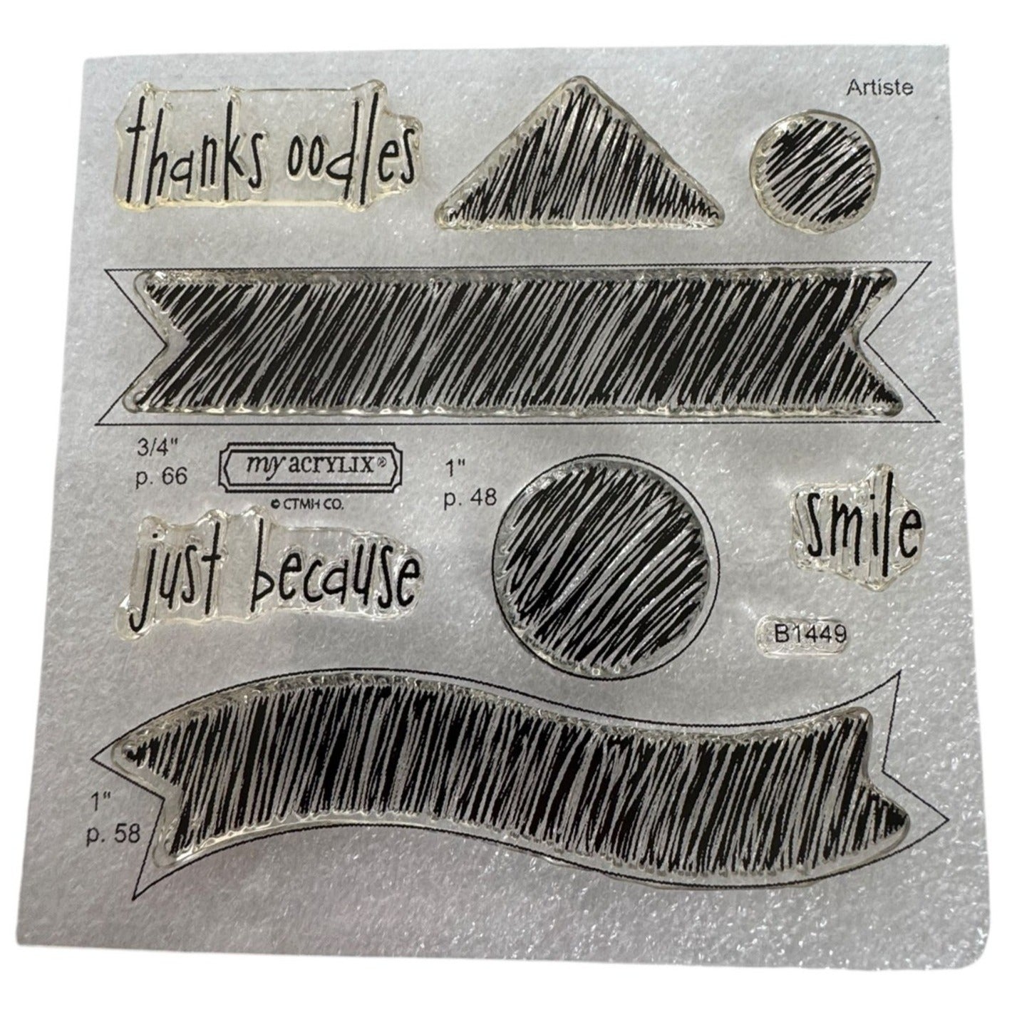 CTMH My Acrylix Acrylic Stamp Set Oodles of Doodles Flair Scribble Shapes B1449