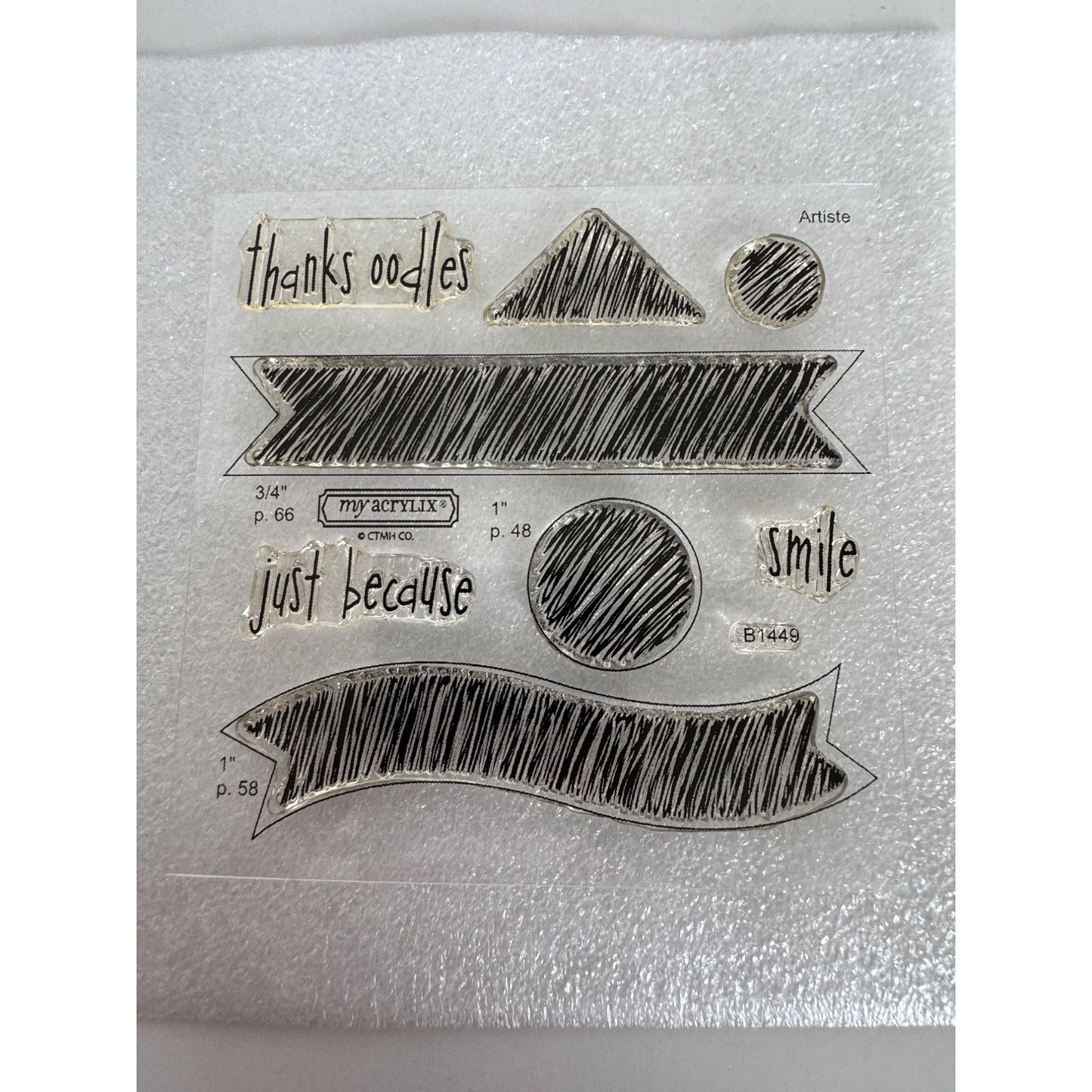 CTMH My Acrylix Acrylic Stamp Set Oodles of Doodles Flair Scribble Shapes B1449