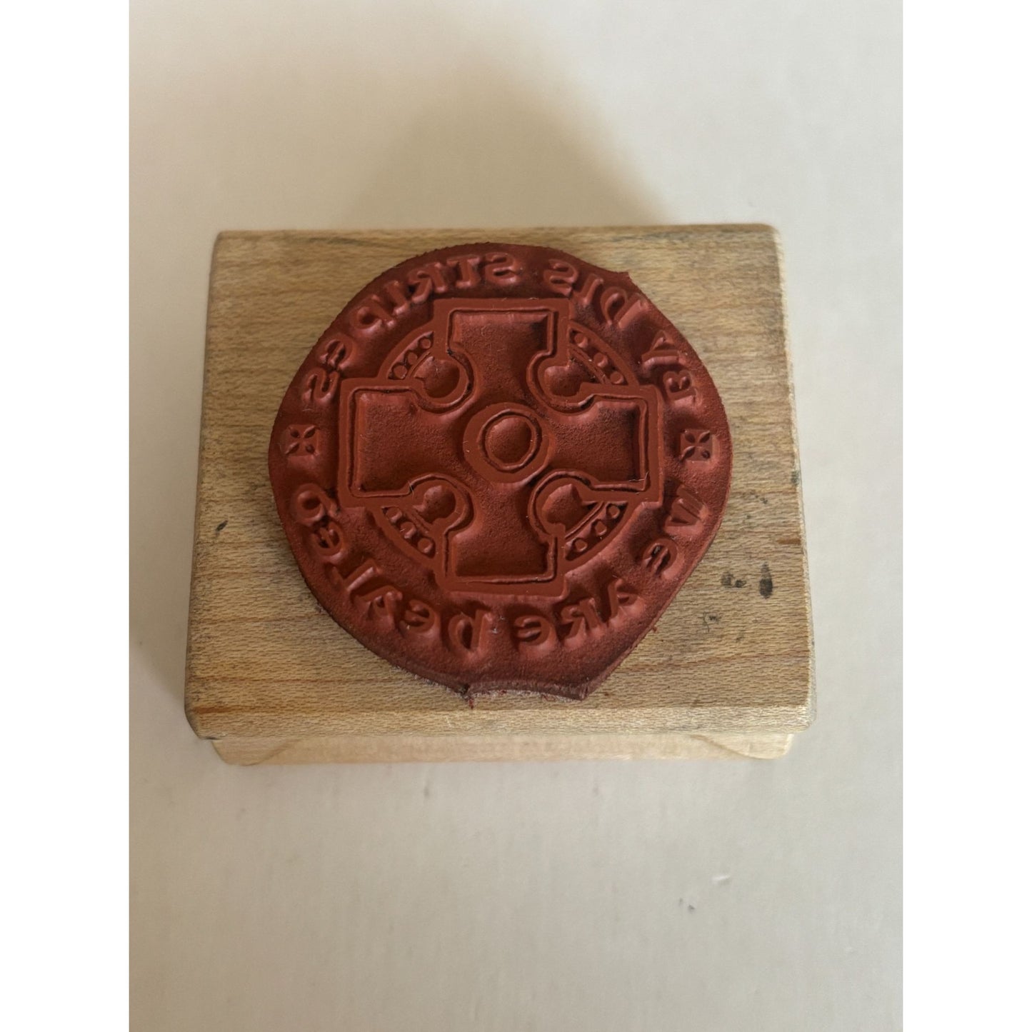 Christian Cross Rubber Stamp By His Stripes We Are Healed Wood Mounted Religious