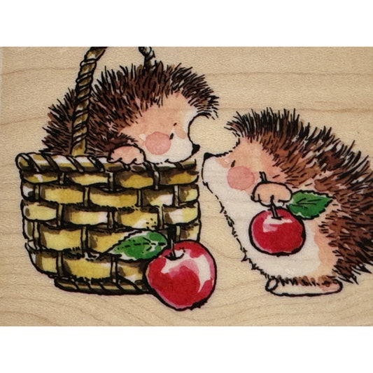 Penny Black Rubber Stamp Hedgehog Basket Apple Love Fruit Friendship Card Making