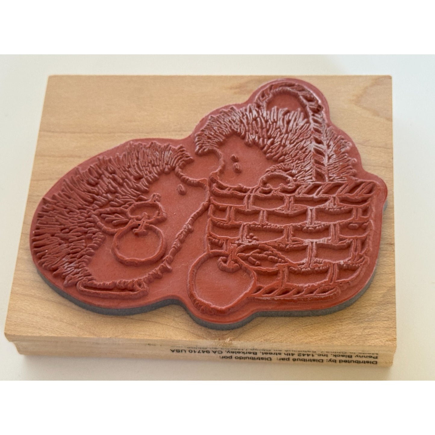 Penny Black Rubber Stamp Hedgehog Basket Apple Love Fruit Friendship Card Making