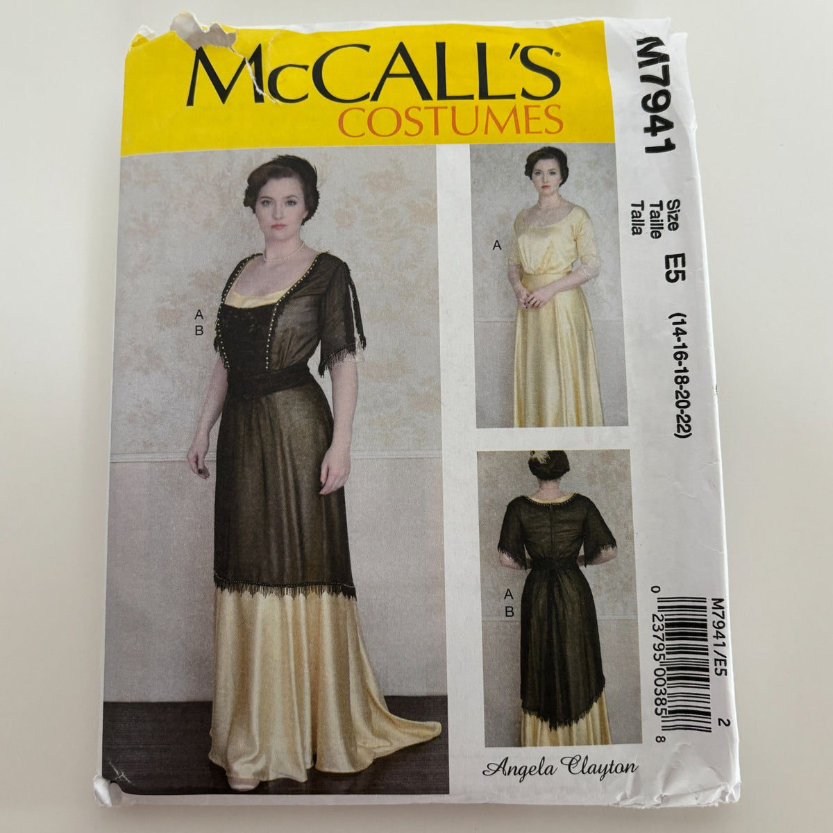 McCalls Costume Sewing Pattern M7941 Angela Clayton Regency Dress Misses 14-22 Uncut