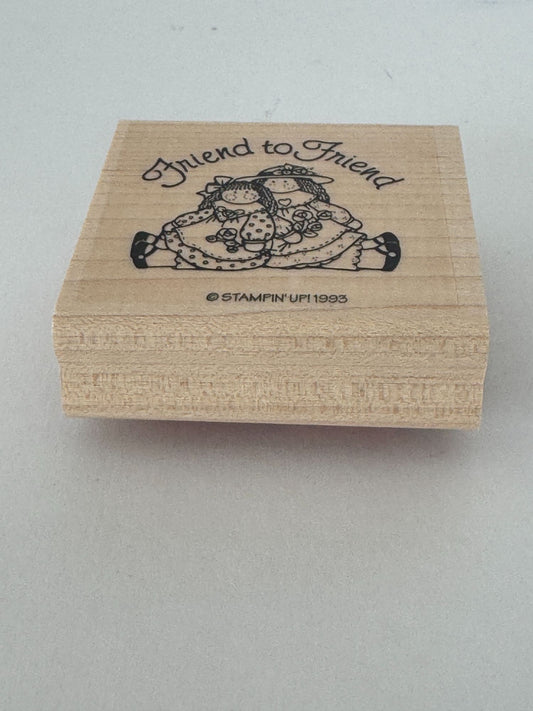 Stampin Up Rubber Stamp Friend To Friend Card Making Sentiment Friendship Dolls