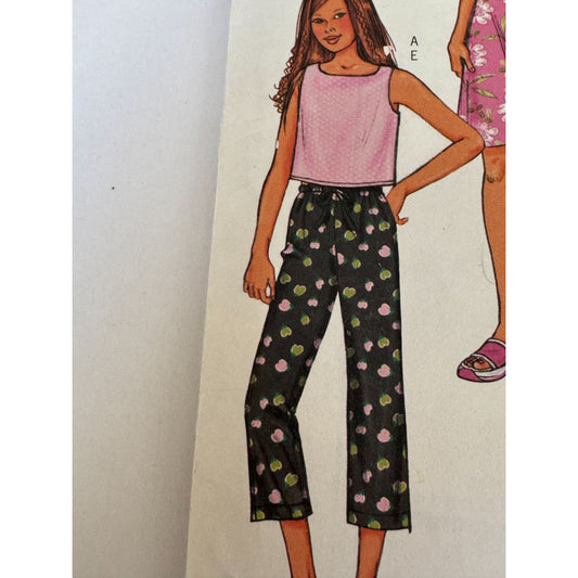Y2K Girls Dress Sewing Pattern Butterick 3860 Early 2000s Kids Outfit Top Shorts Pants Girls Sizes 7-14