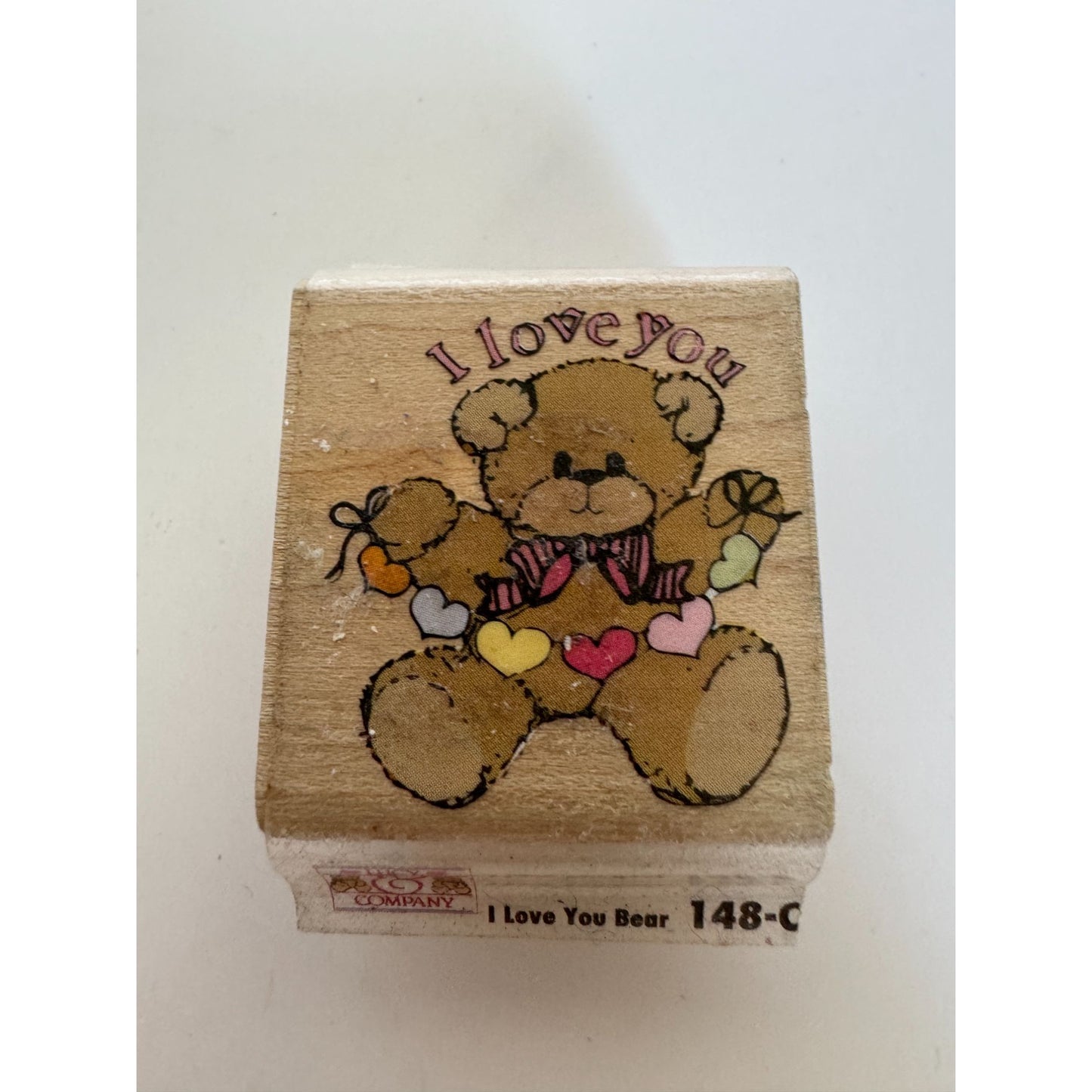 Rubber Stampede Stamp I Love You Bear Teddy Heart String Valentines Day Small