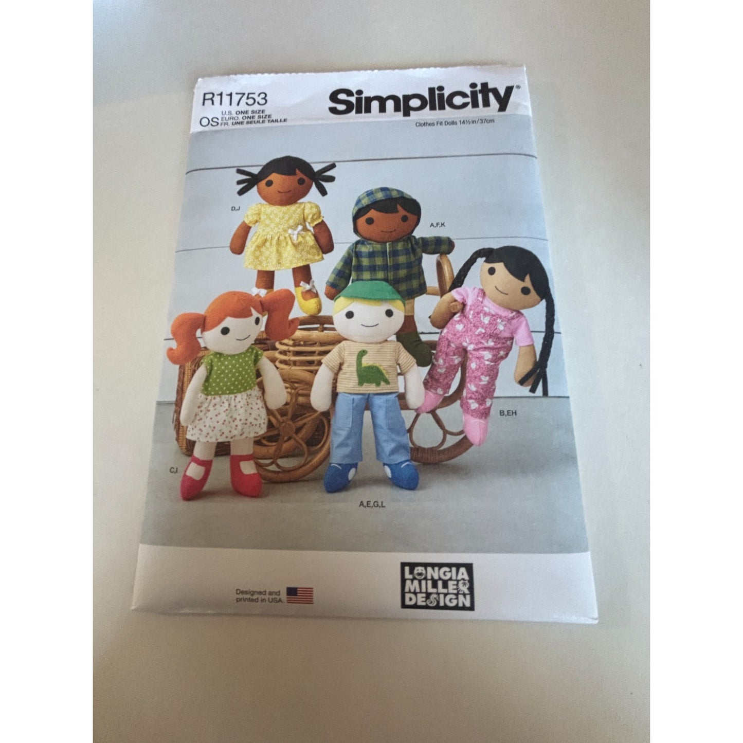 Simplicity Sewing Pattern R11753 Cloth Dolls and Clothes Clothing Toy 14.5 in UC