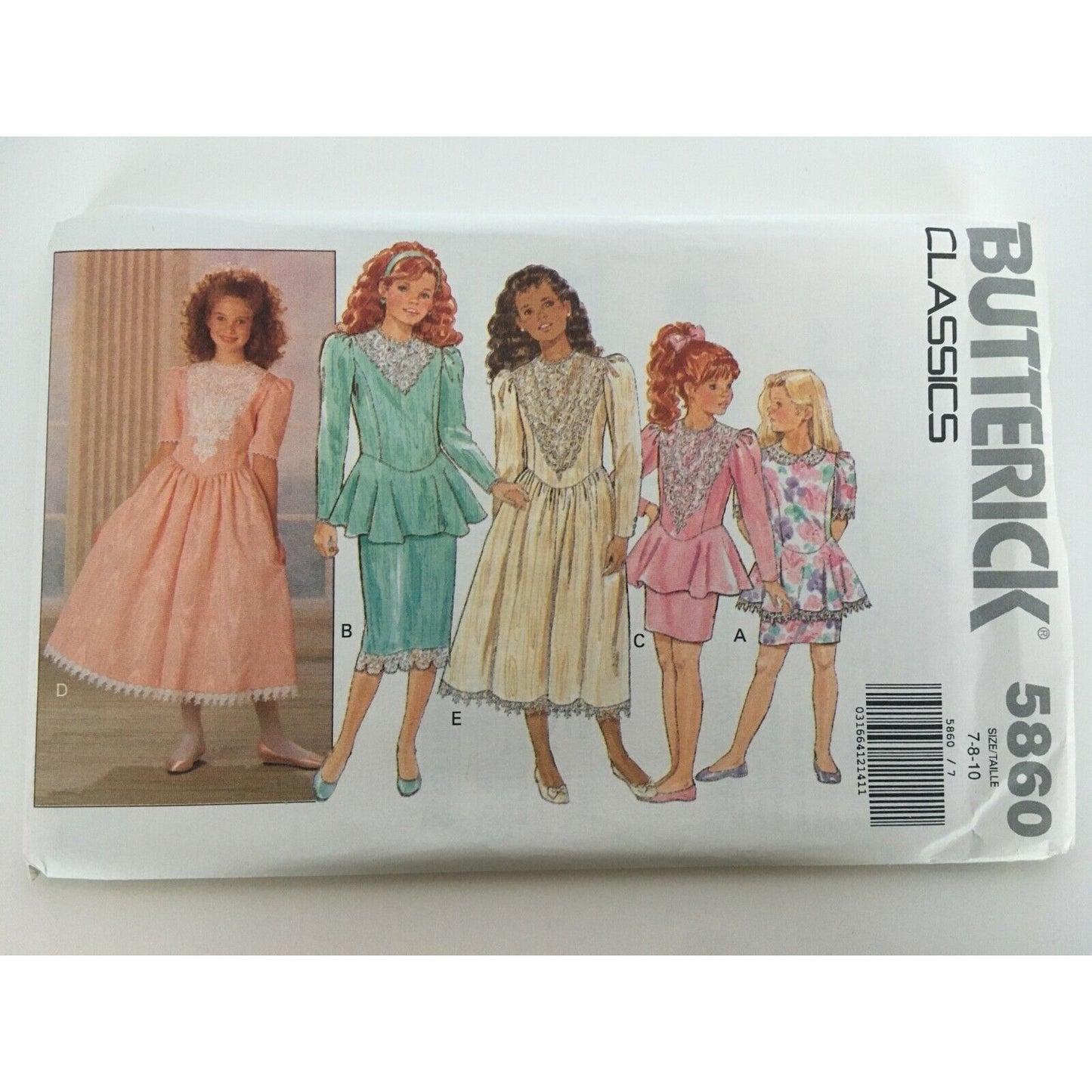 Butterick Sewing Pattern 5860 Flower Girl Dress Wedding Dropped Waist 7 8 10 UC