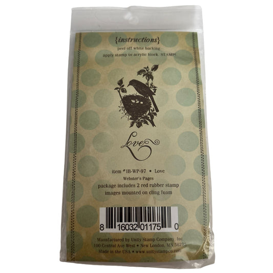 Unity Stamp Company Rubber Stamp Set Bird Love Nest Eggs Spring Cardmaking Word Journaling