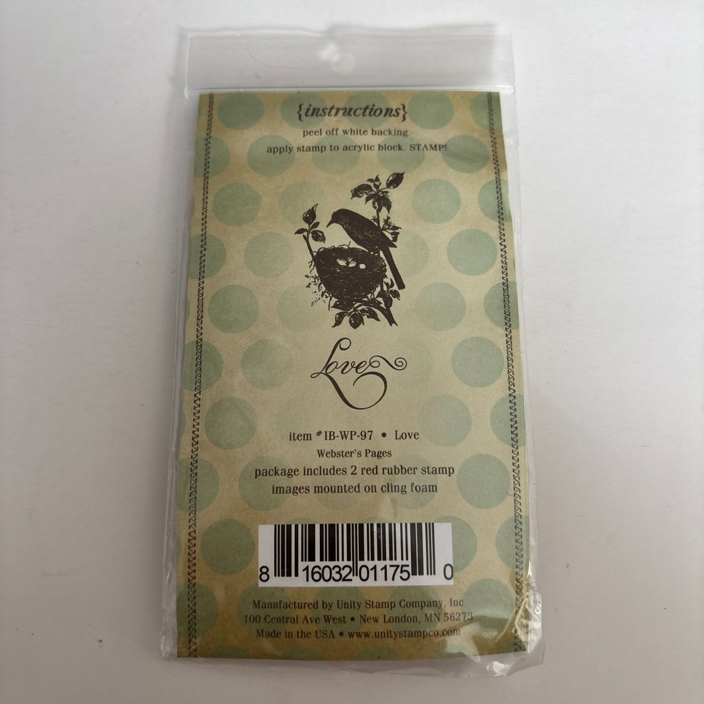 Unity Stamp Company Rubber Stamp Set Bird Love Nest Eggs Spring Cardmaking Word Journaling