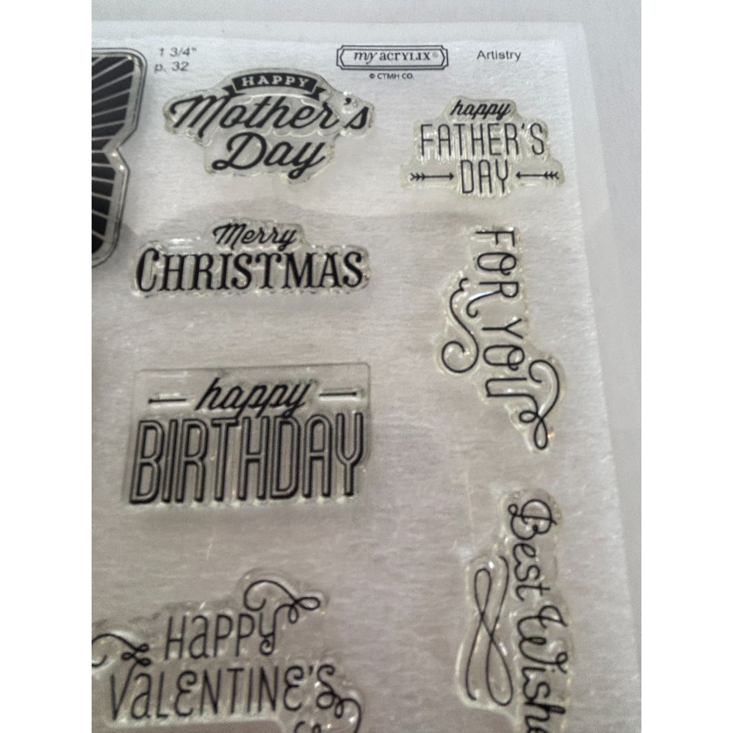 CTMH Acrylic Stamp Set Framed Mothers Day Fathers Day Birthday Words My Acrylix