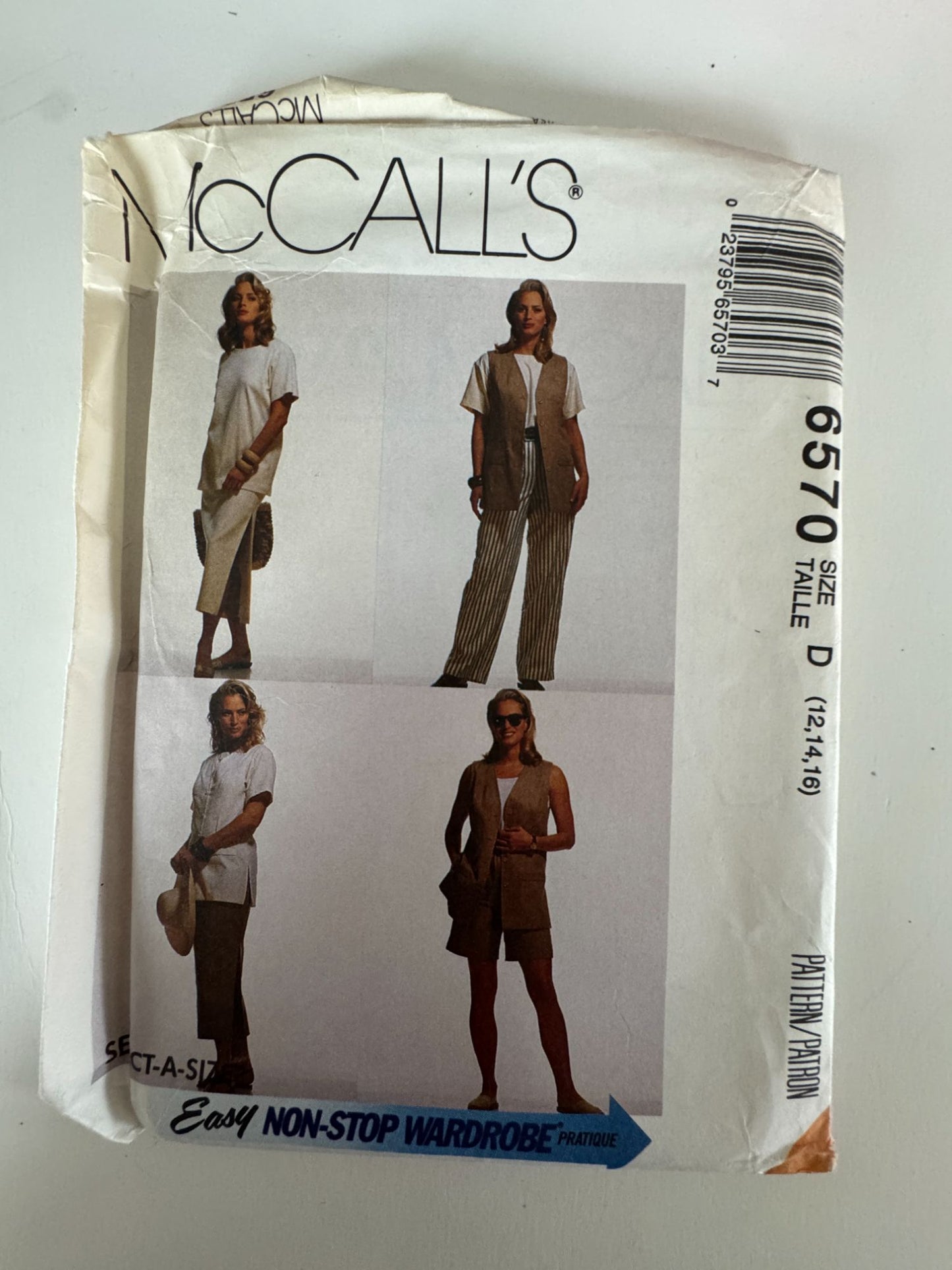 McCalls Sewing Pattern 6570 Non-Stop Wardrobe 12 14 16 Easy Top Pants Shorts UC