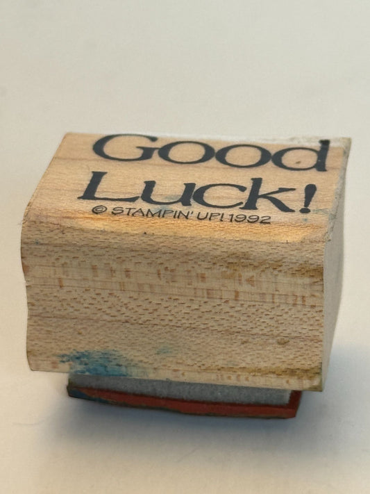 Stampin Up Rubber Stamp Good Luck Card Making Words Sentiment Craft Wood Mounted