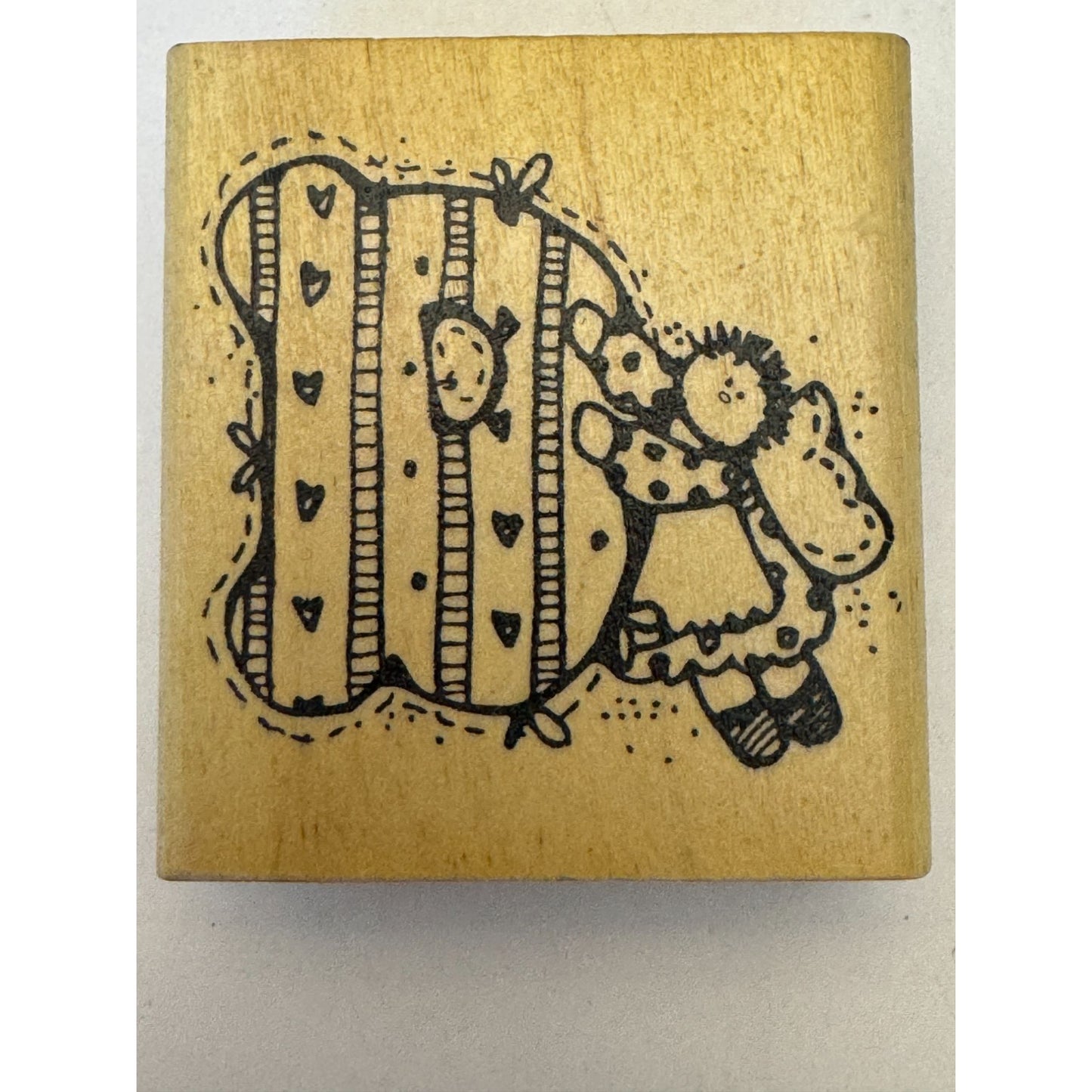 Hooks Lines and Inkers Rubber Stamp Letter D Angel Doll Folk Art Card Making