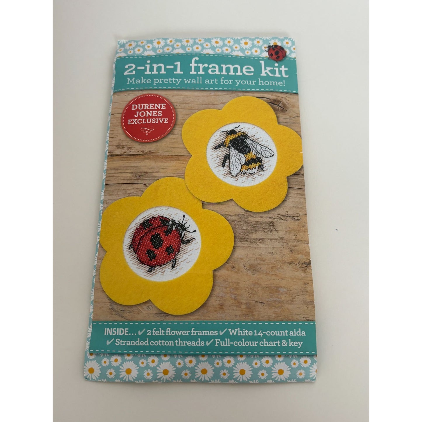 World of Cross Stitching Cross Stitch Frame Kit 2-in-1 Lady Bug Bee Wall Art