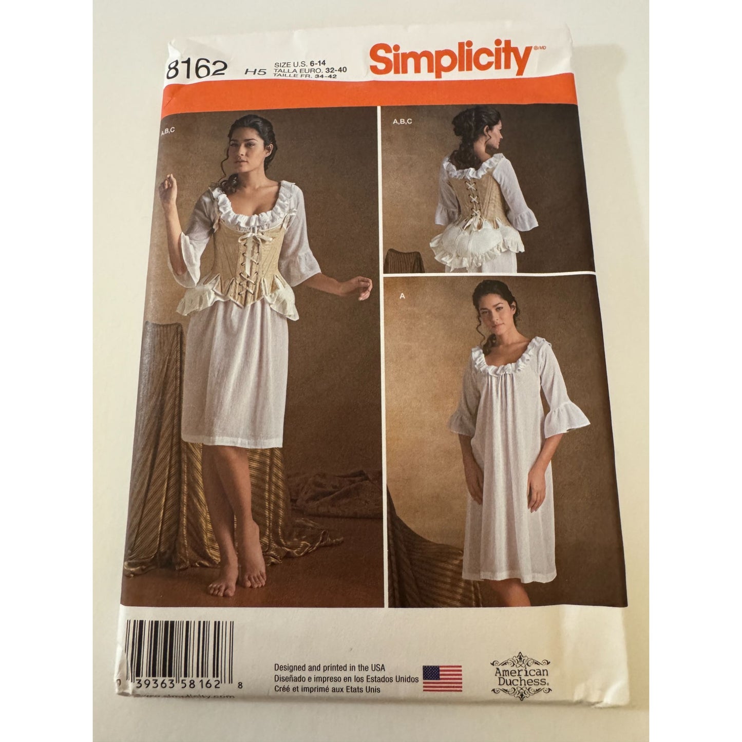Simplicity Sewing Pattern 8162 18th Century Undergarments Corset Chemise 6-14 UC