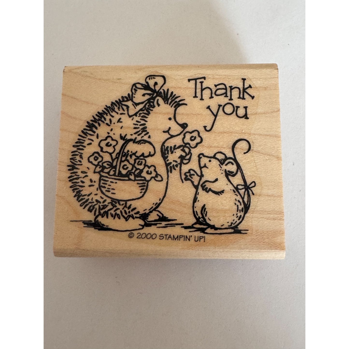 Stampin Up Rubber Stamp Hedgehog Mouse Thank You Card Making Words Sentiment