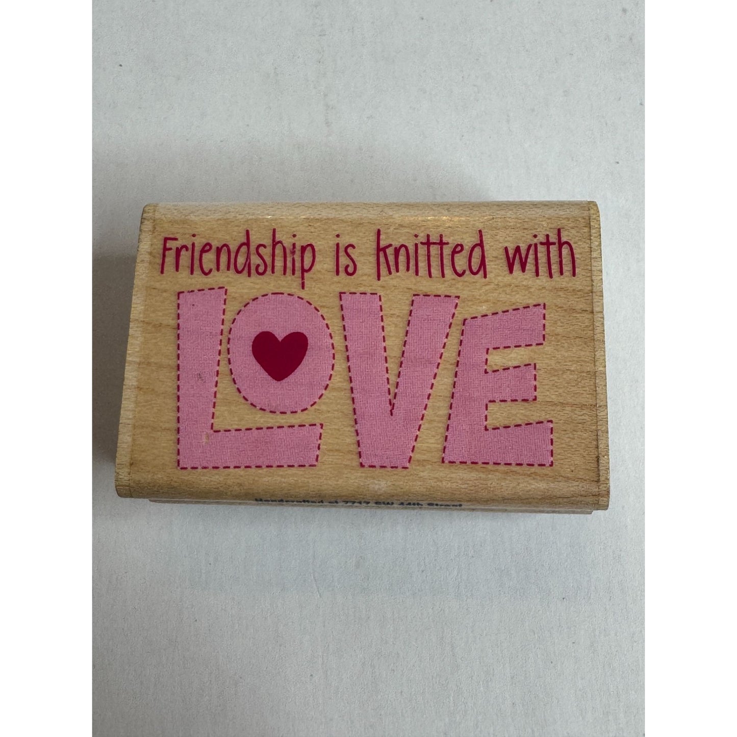 Stampabilities Wood Rubber Stamp Friendship Is Knitted With Love Knitting Hobby