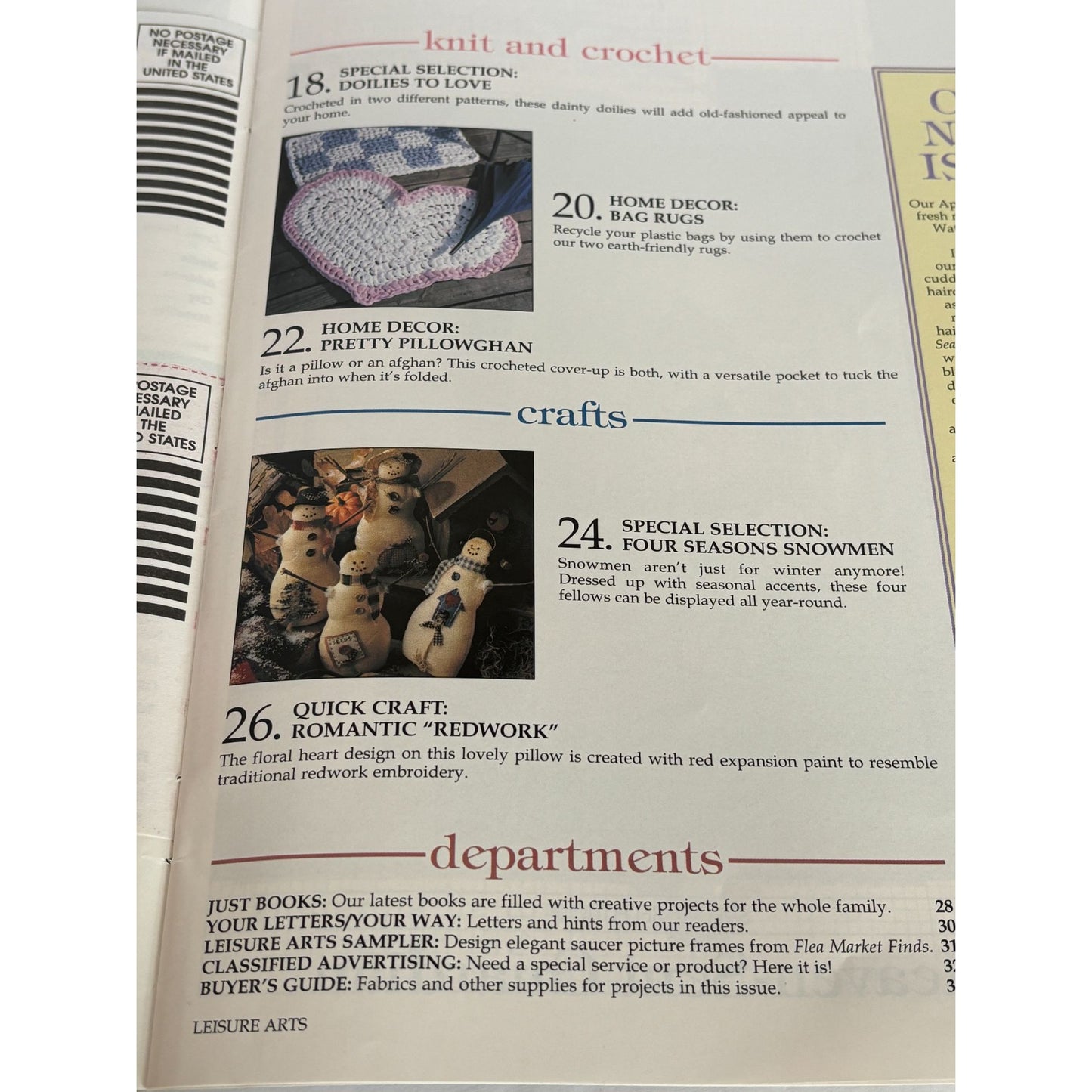 Leisure Arts Magazine February 1996 Recycle Bag Rugs Craft Cross Stitch Mother