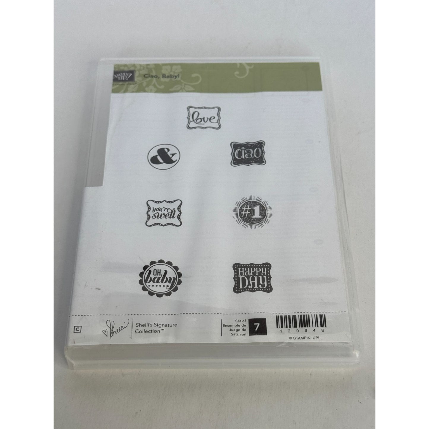 Stampin Up Clear Mount Rubber Stamp Set Ciao Baby Love You are Swell Words Small