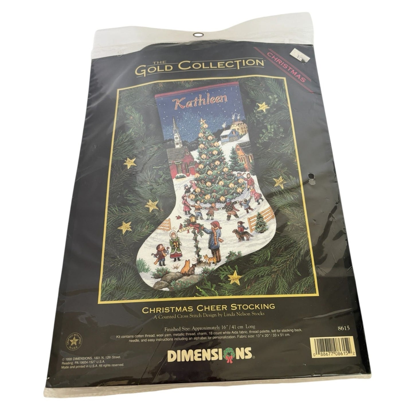 Dimensions Gold Collection Cross Stitch Kit Christmas Cheer Stocking Town Church