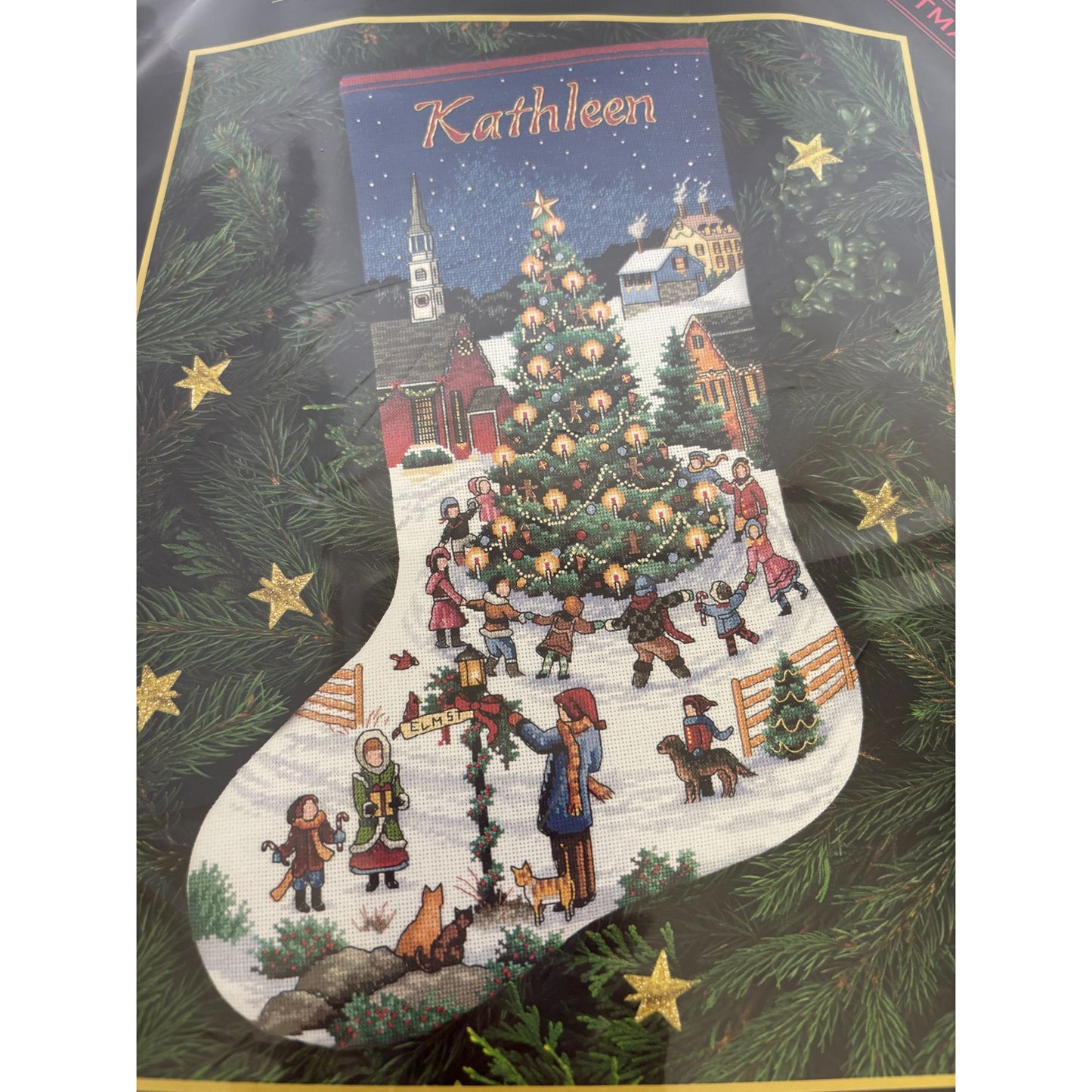 Dimensions Gold Collection Cross Stitch Kit Christmas Cheer Stocking Town Church