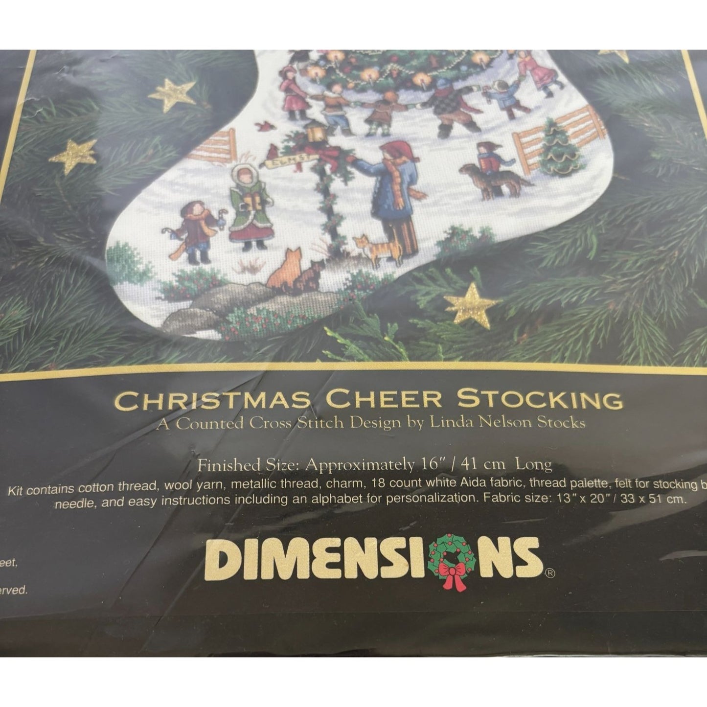 Dimensions Gold Collection Cross Stitch Kit Christmas Cheer Stocking Town Church