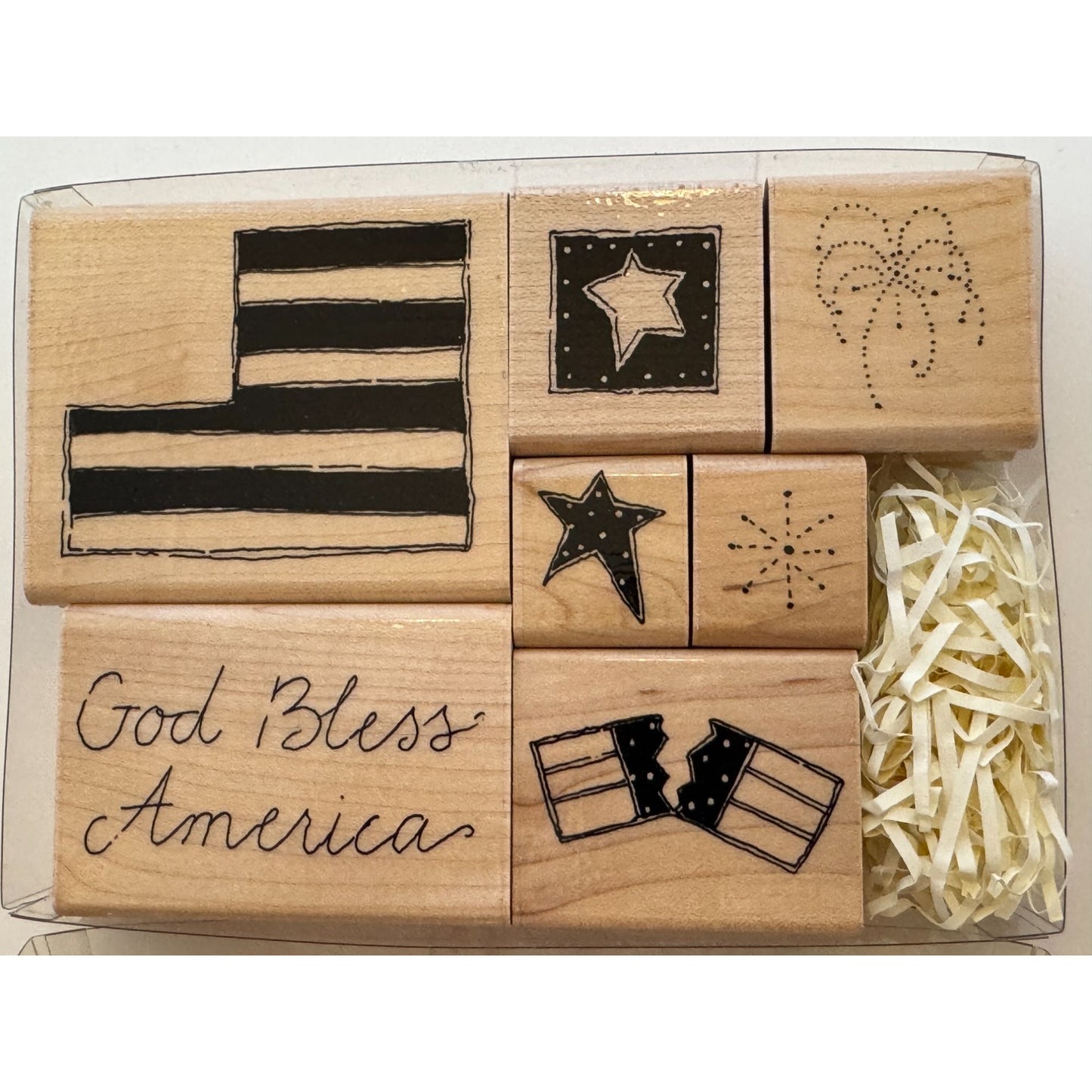 JRL Rubber Stamps Patriotic God Bless American Flag Fourth of July Fireworks 7
