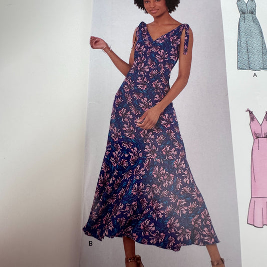 Simplicity Sewing Pattern N6617 Midi Dress Cottagecore Dress Summer Cold Shoulder 10-22 Uncut V-Neck Romantic Dress