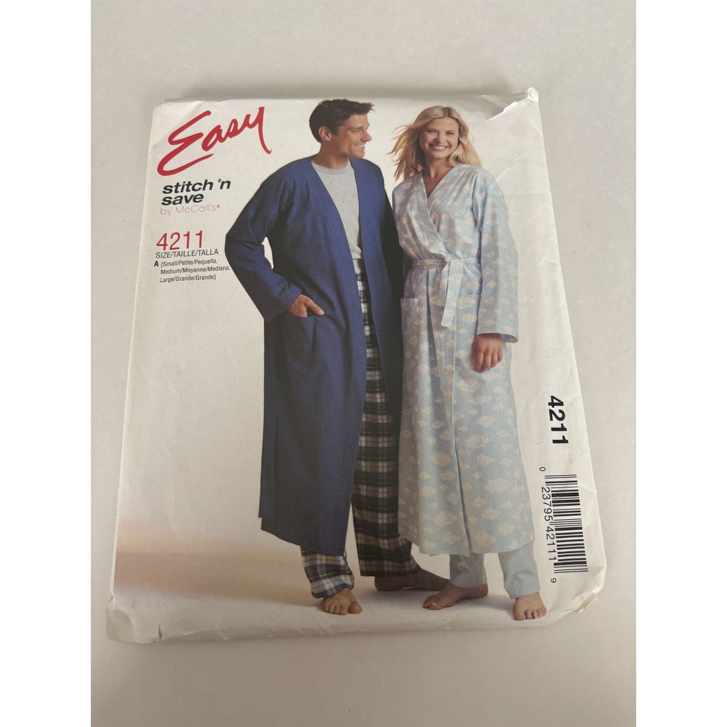McCalls Sewing Pattern 4211 Misses Mens Teen Boys Robe Pajamas Pants S-L Uncut