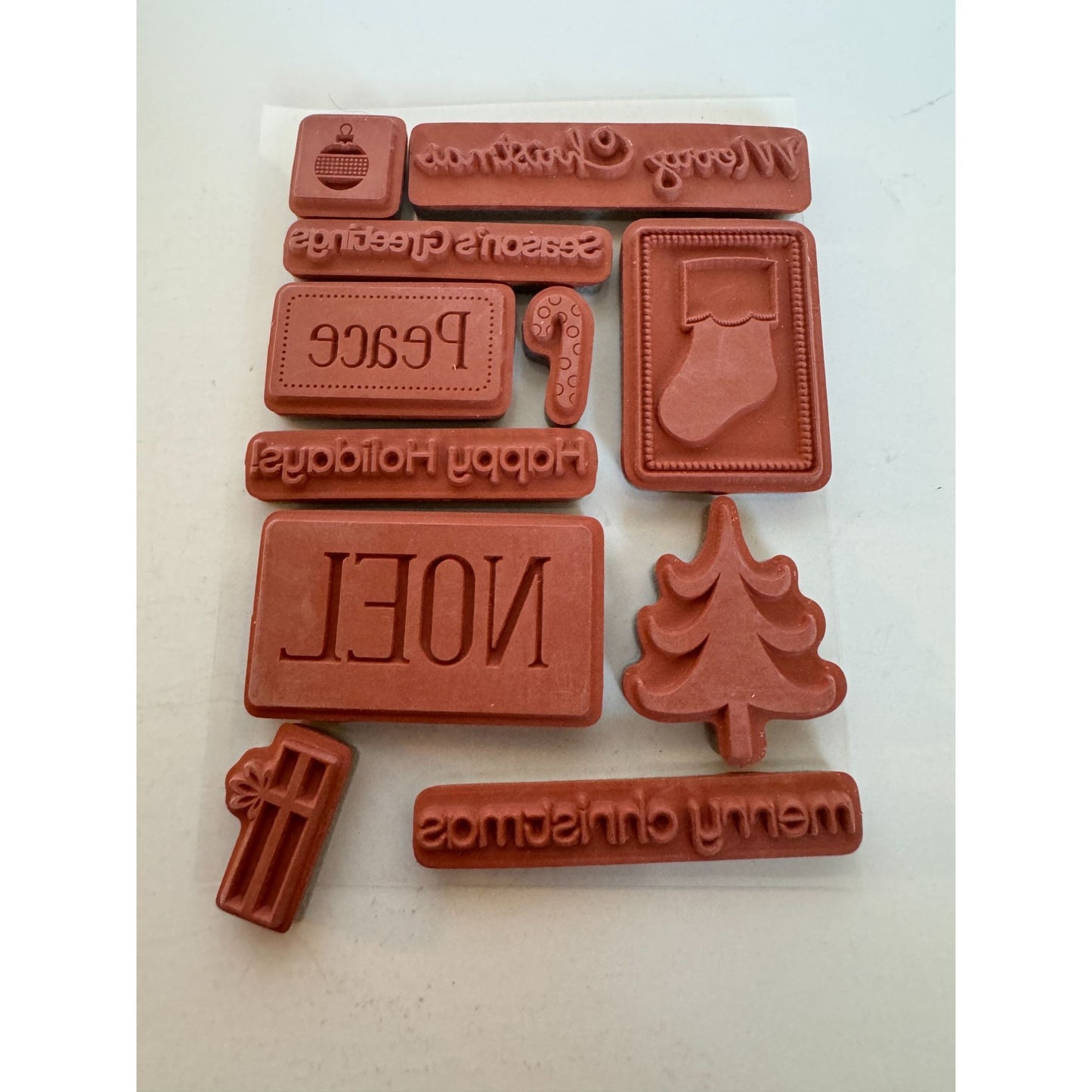 TPC Studio Rubber Cling Stamp Set Modern Christmas Gift Tag Card Making Small