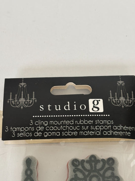 Studio G Set Cling Mounted Rubber Stamps Decorative Motifs Bubbles Card Making 3