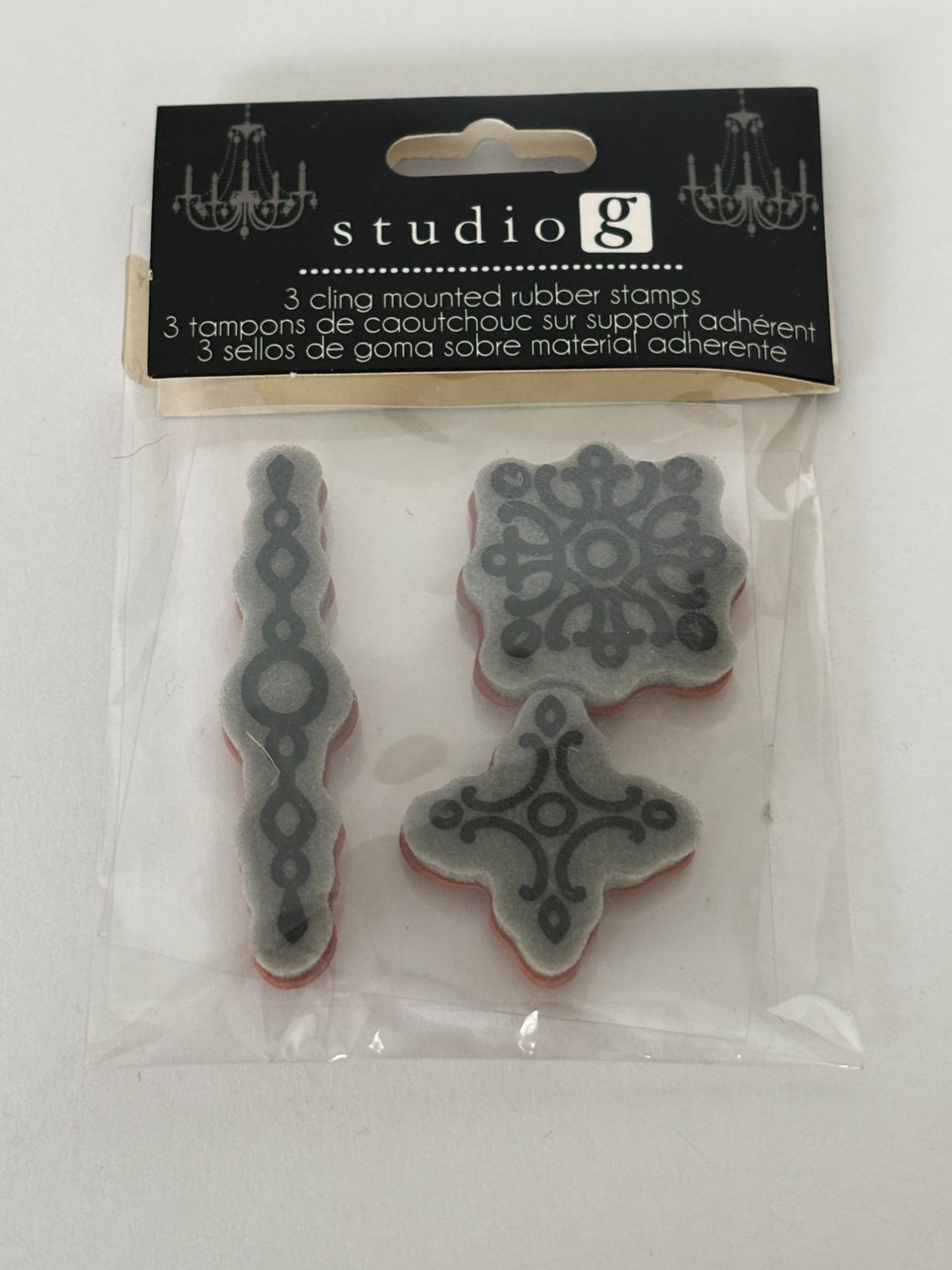 Studio G Set Cling Mounted Rubber Stamps Decorative Motifs Bubbles Card Making 3