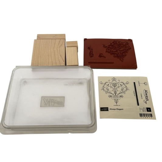 Stampin Up Wood Rubber Stamps Always Elegant Filigree Decoration Border Set of 4