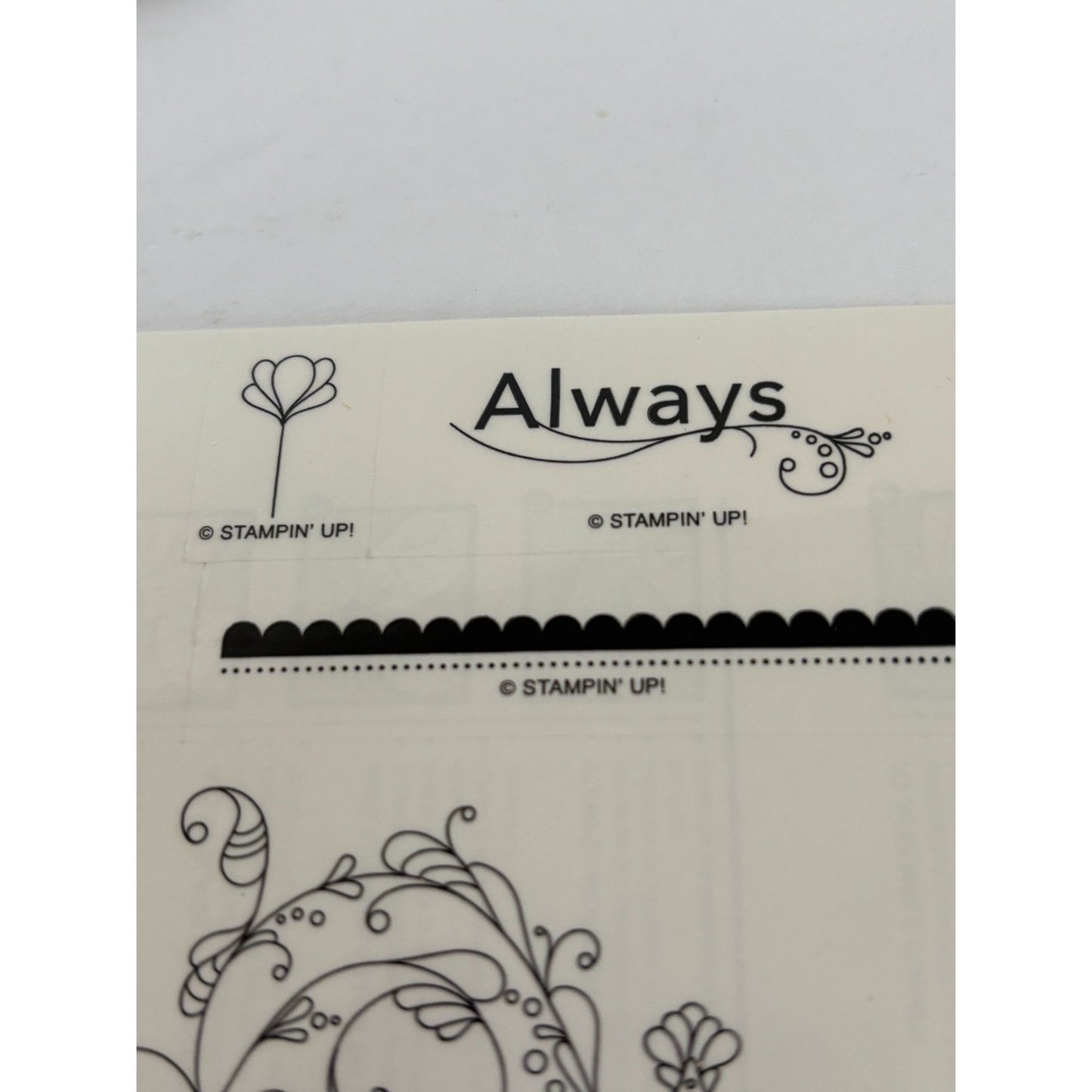 Stampin Up Wood Rubber Stamps Always Elegant Filigree Decoration Border Set of 4