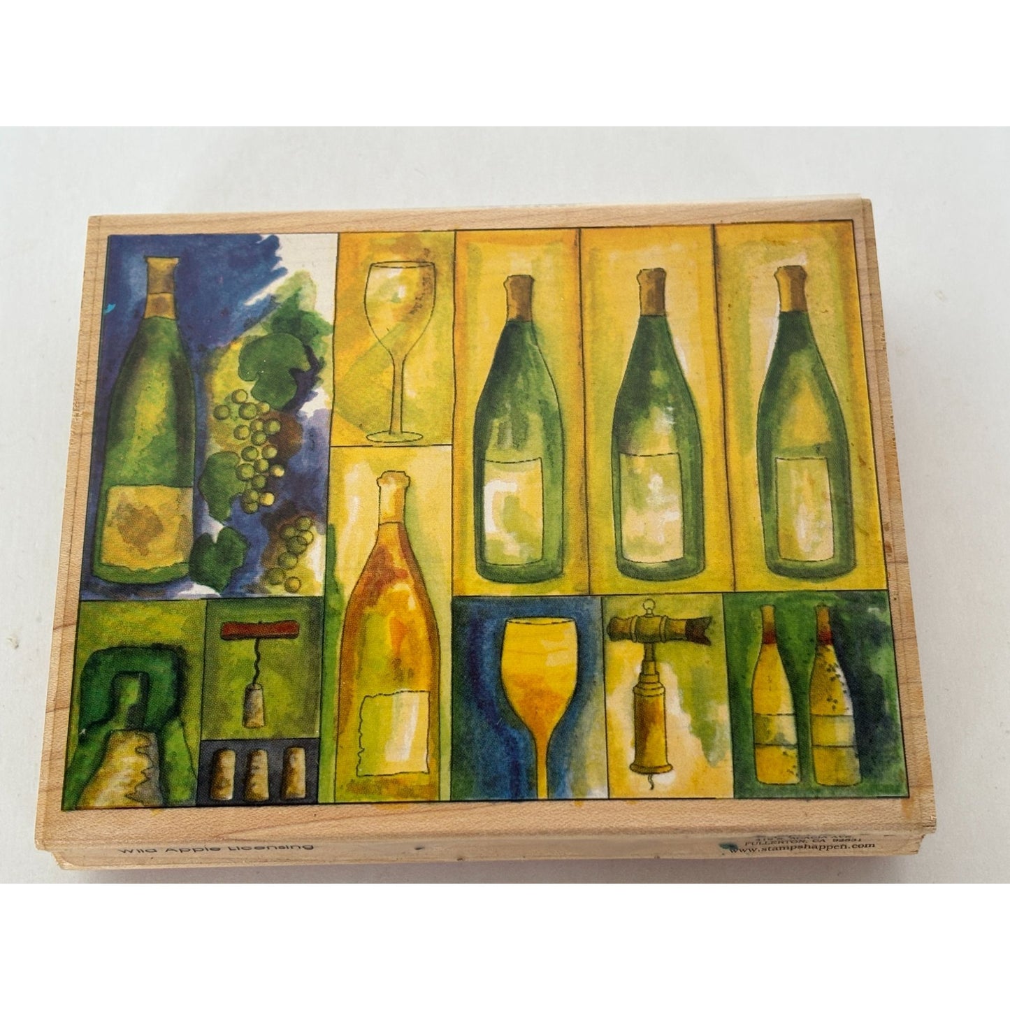 Stamps Happen Rubber Stamp Wine Collage Bottles Grapes Wine Tasting Winery Drink