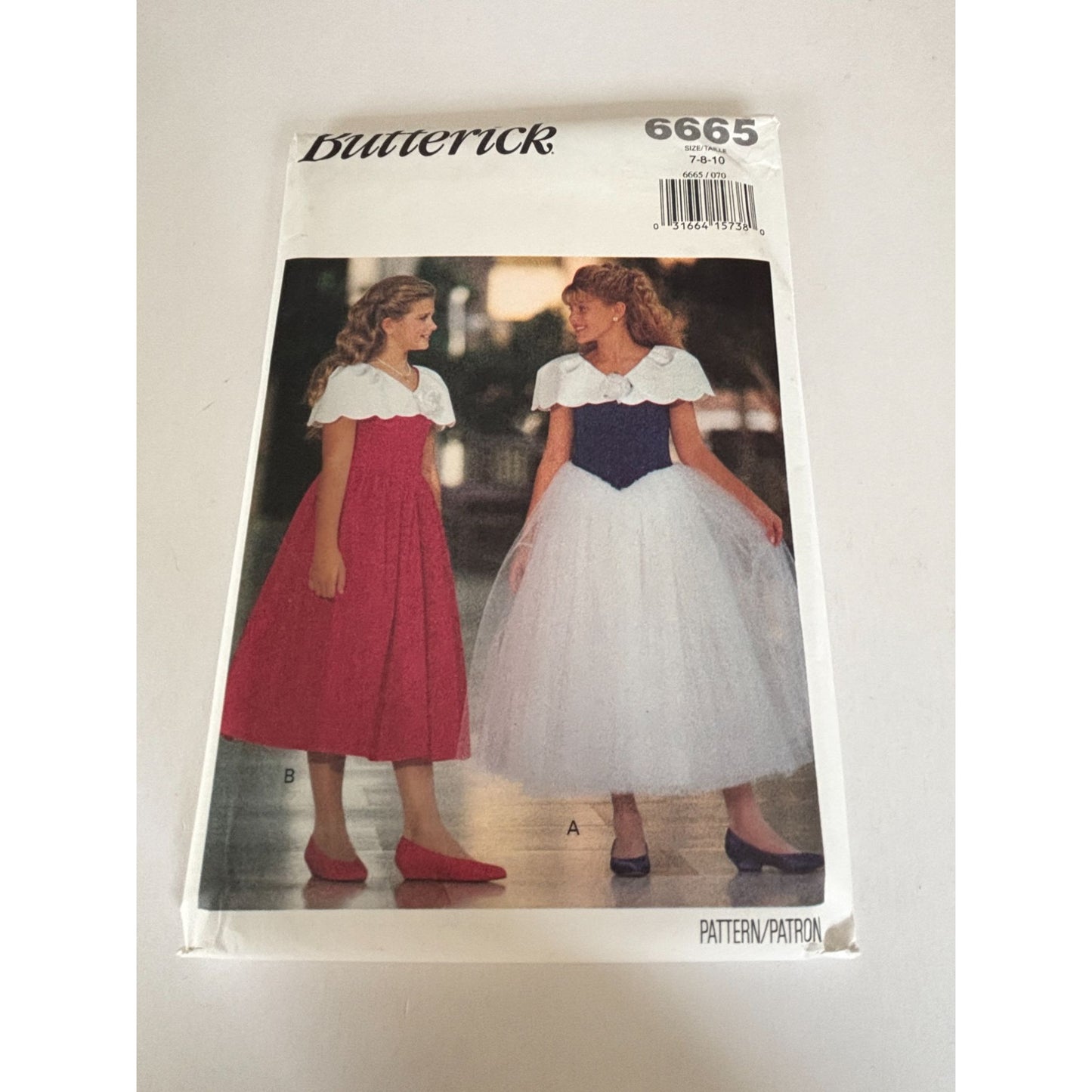 Butterick Sewing Pattern 6665 Girls Dress Tulle 90s Party Easter Spring 7 8 10 Uncut