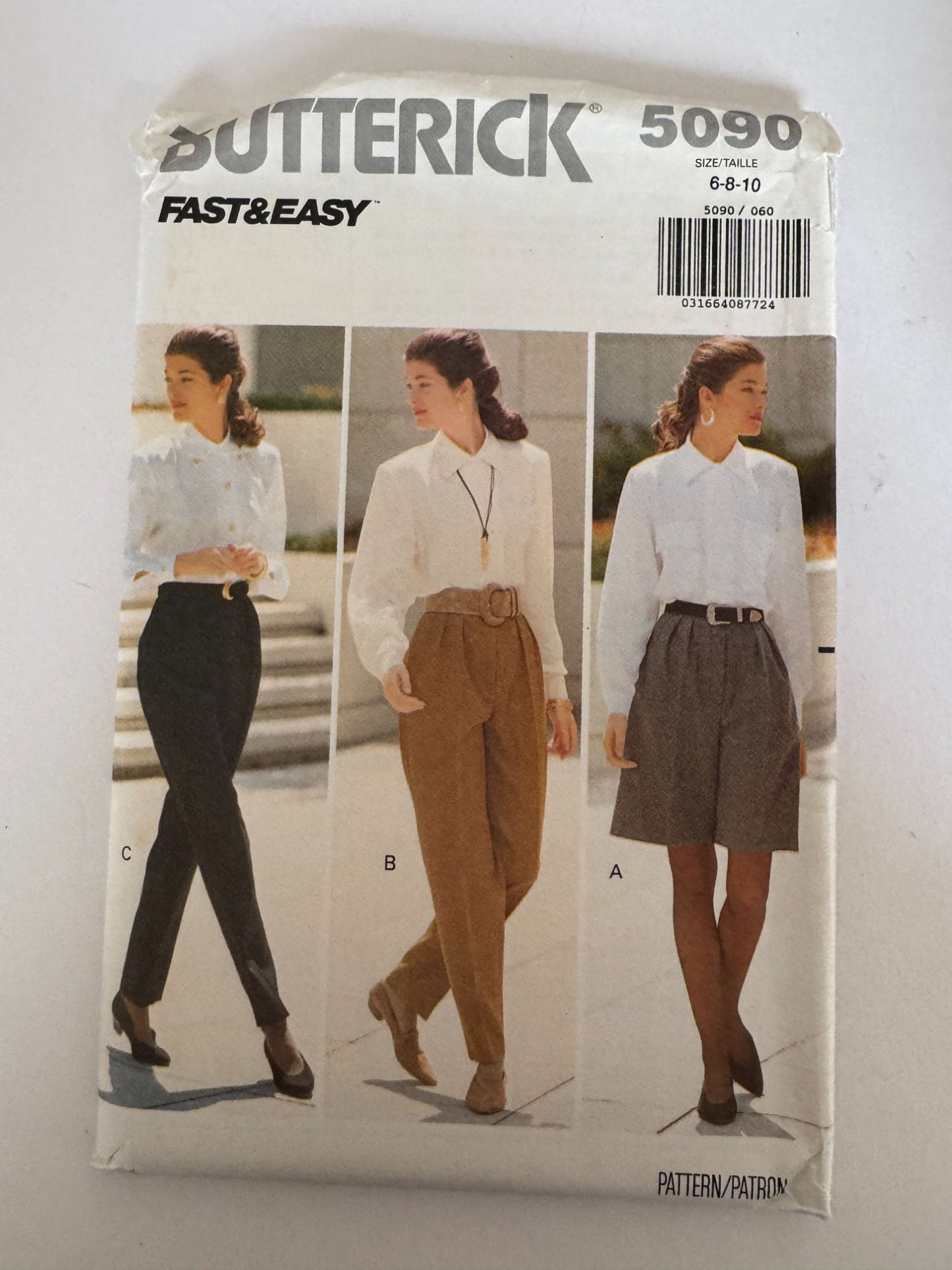 Butterick Sewing Pattern 5090 Fast Very Easy Misses Shorts Pants Tapered Leg