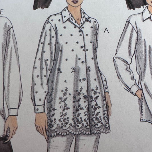 McCalls Sewing Pattern 2583 Blouse Boho Tunic Top Y2K Front Button Shirt 20-24 Uncut