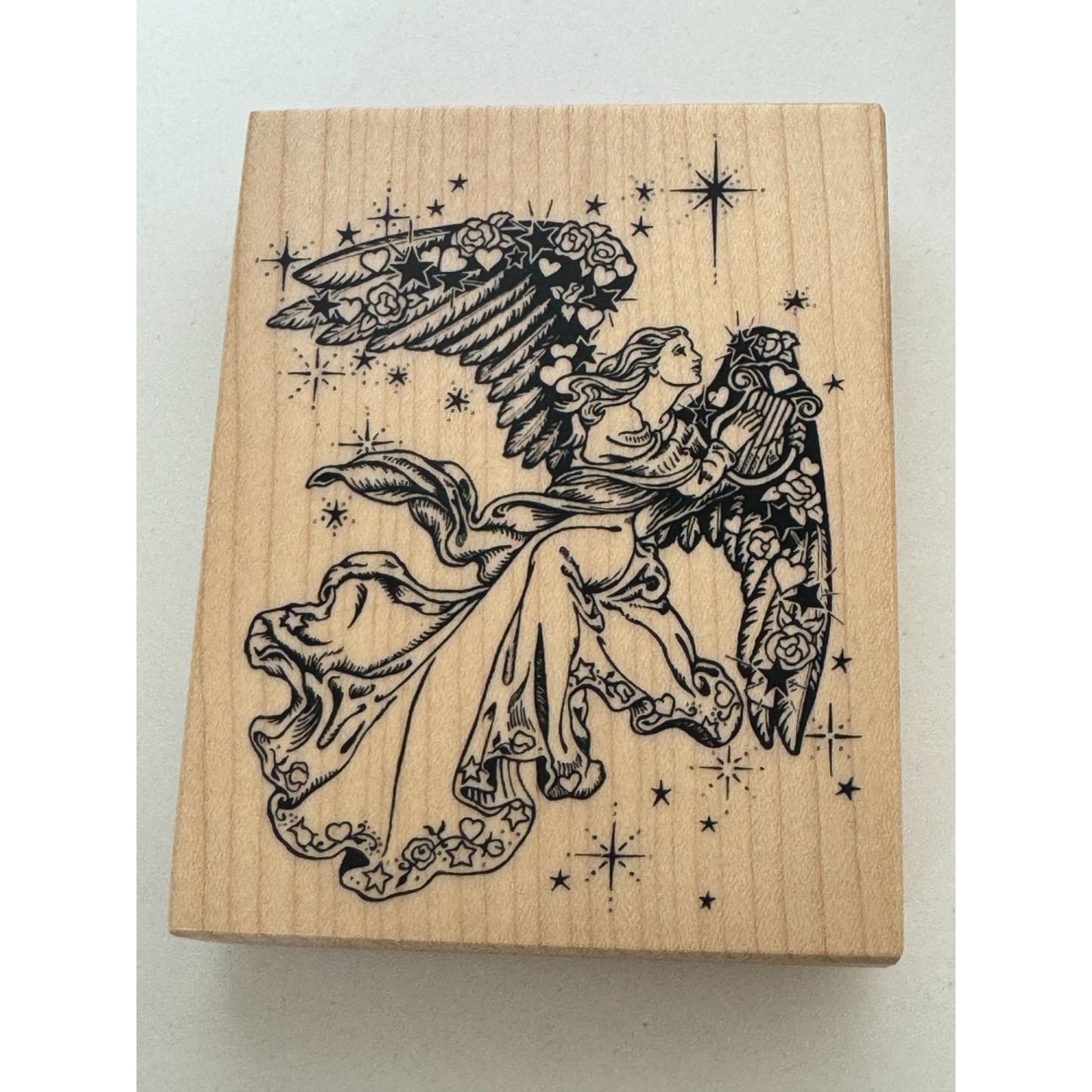 PSX Rubber Stamp Christmas Angel Harp Music Holidays Religious Victorian K-1332