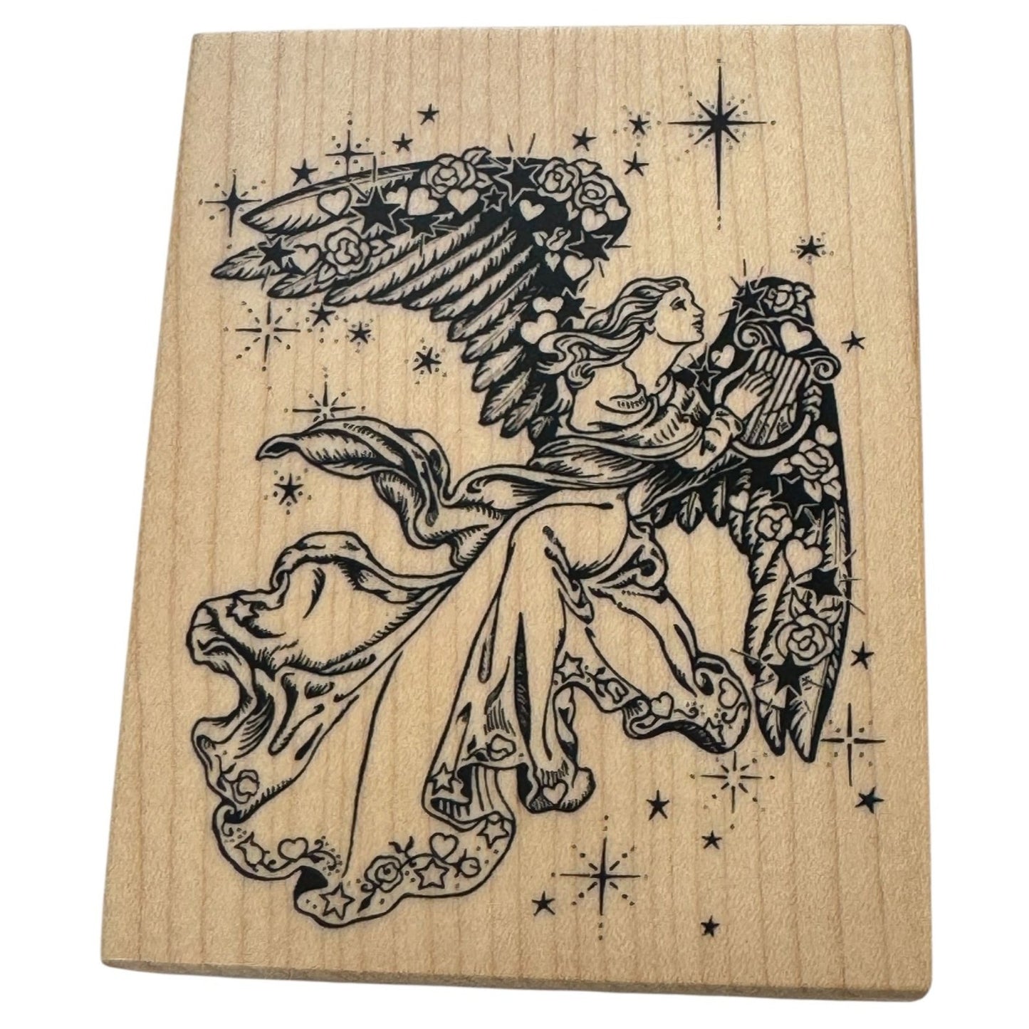 PSX Rubber Stamp Christmas Angel Harp Music Holidays Religious Victorian K-1332
