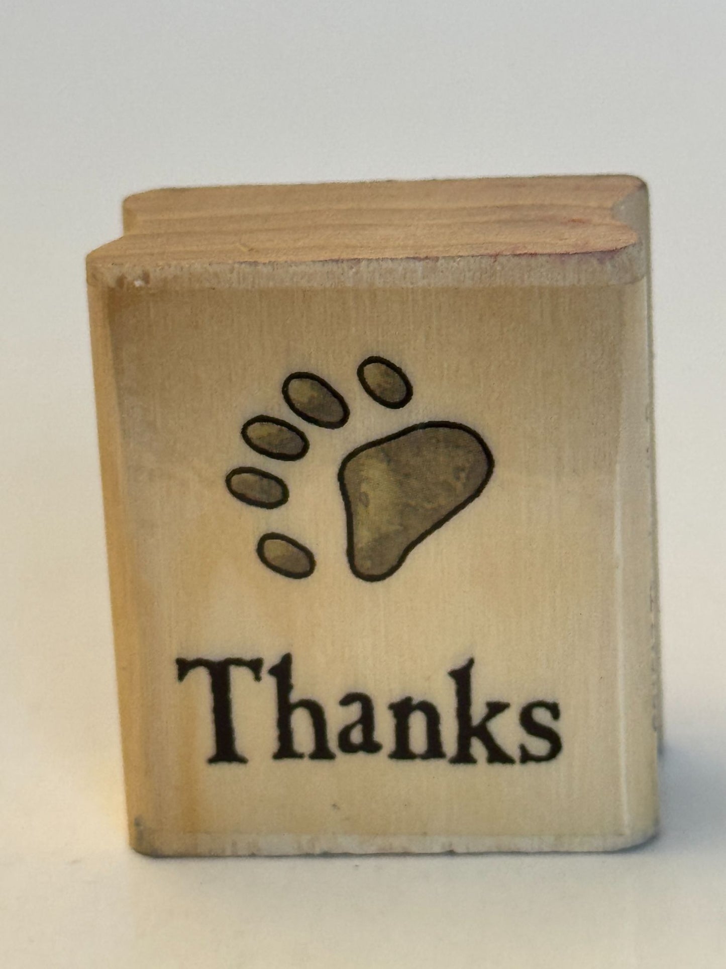 Uptown Rubber Stamp Animal Paw Print Boyds Bear Thanks Word Thank You Sentiment