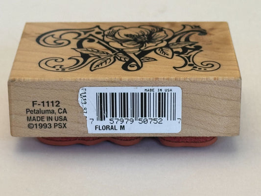 PSX Rubber Stamp Floral M Botanical Letter Flowers Card Making Craft Art F-1112