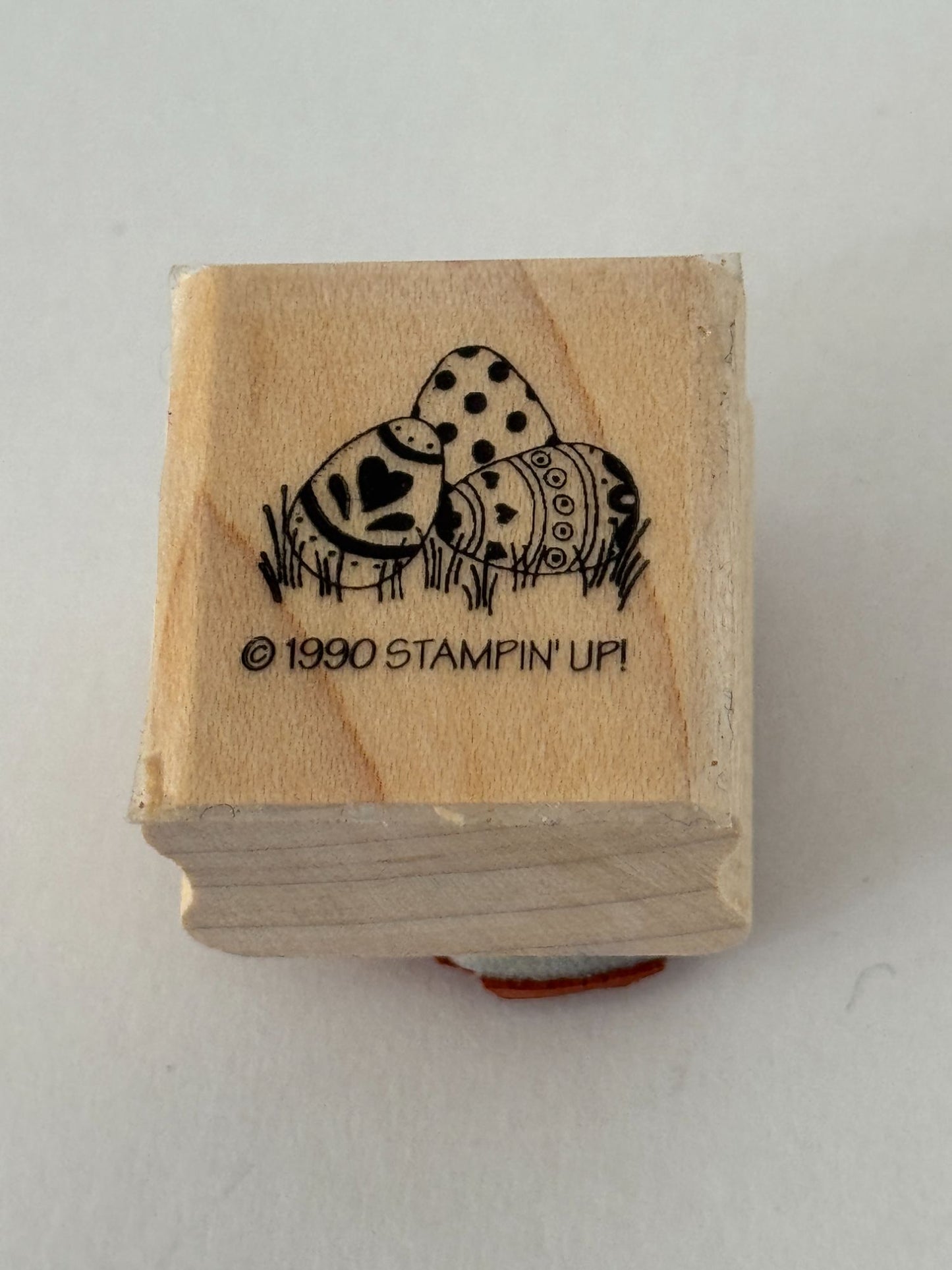 Stampin Up Rubber Stamp Easter Eggs Grass Spring Card Making Egg Wood Mounted