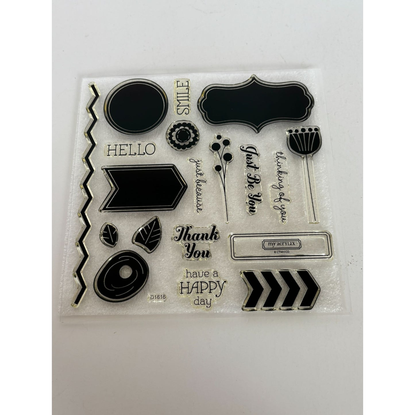 CTMH My Acrylix Acrylic Stamp Set Have a Happy Day Just be You Thank You Words