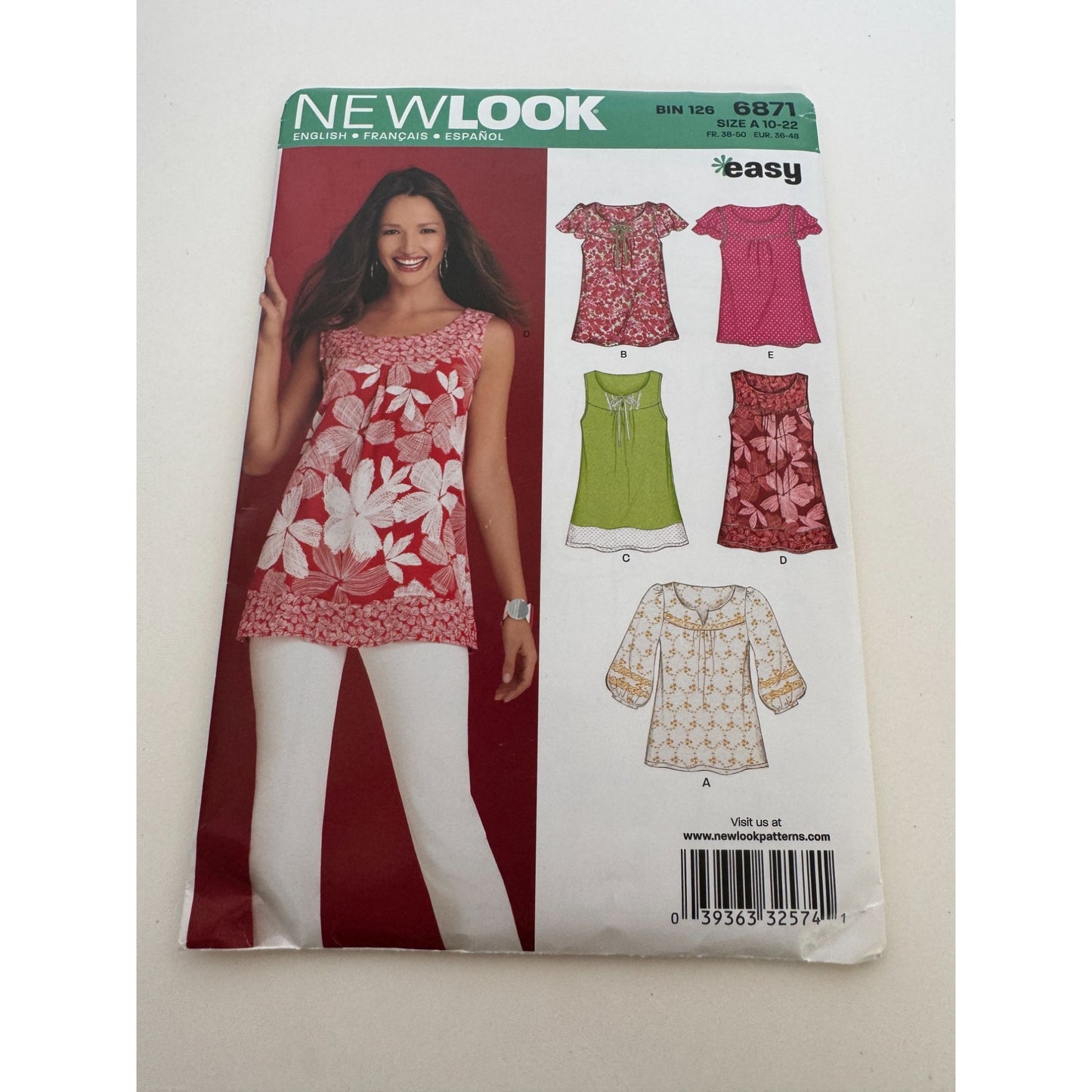 New Look Sewing Pattern 6871 Misses Easy Summer Tops Shirt 10-22 Simplicity UC