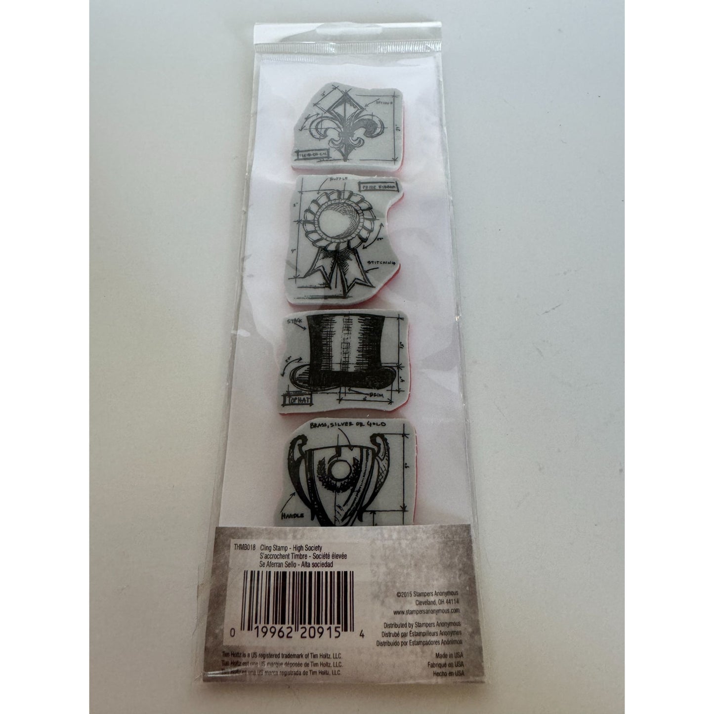 Tim Holtz Stampers Anonymous Cling Stamps High Society Steampunk Top Hat Trophy