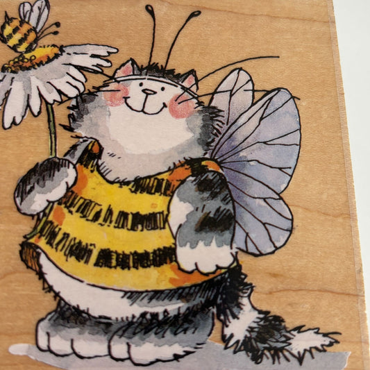 Penny Black Rubber Stamp Cat In Bee Costume Halloween Margaret Sherry Collection