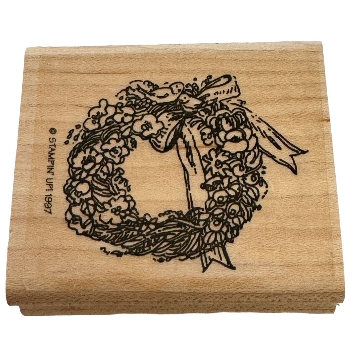 Stampin Up Rubber Stamp Floral Wreath with Love Birds and Bow Anniversary Love