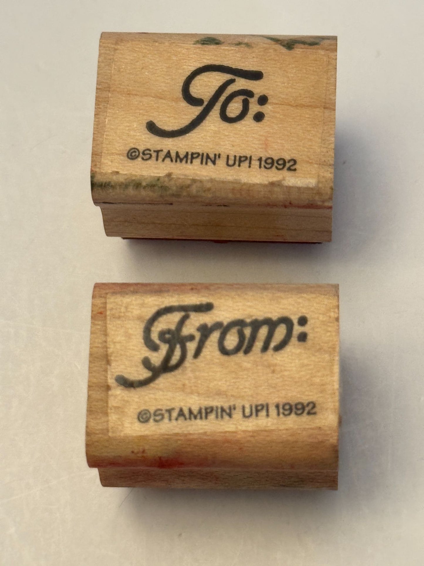 Stampin Up Rubber Stamps To and From Christmas Gift Tag Card Making Holiday Word